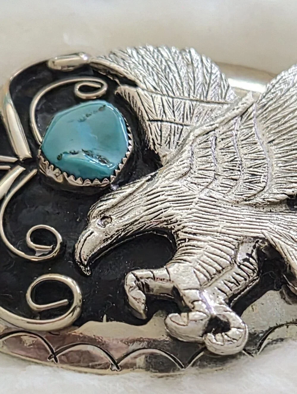 Handcrafted Genuine Turquoise Eagle Belt Buckle – USA